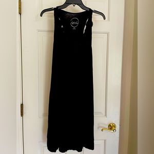 Black Summer cover-up or Dress with fabric rose details around neck! Size P/M.